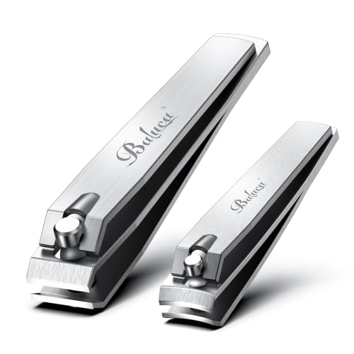 BALUCA Nail Clippers Set, Toenail and Fingernail Clipper Cutter for Men Silver