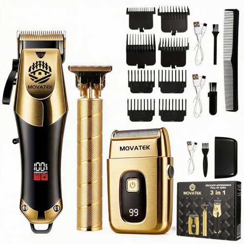Hair Clippers for Men, Hair Clipper Trimmer with LED Display, Cordless Hair Clipper Shaver Beard Trimmer, Hair Cutting Set, Holiday Gift for Father's Day Gold