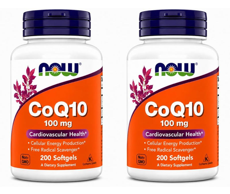 NOW Foods Supplements, CoQ10 (Coenzyme Q10) 100 mg, Pharmaceutical Grade, Cardiovascular Health*, 200 Softgels Pack of 2 200 Count (Pack of 2)