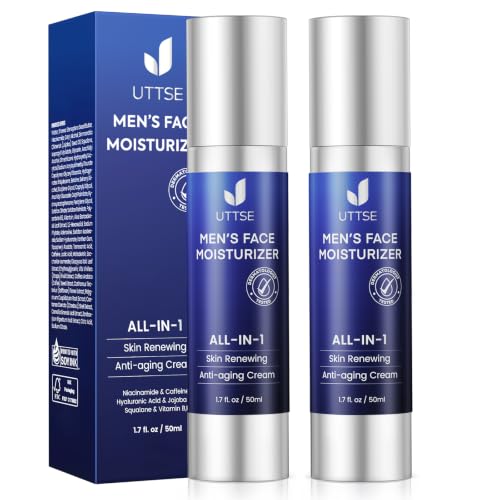 Uttse 6 in 1 Face Cream for Men: Men's Anti Aging Face Cream w/Niacinamide Caffeine & Hyaluronic Acid - Skin Care for Men (2 Pack) - Made in Korea 1.7 Fl Oz (Pack of 2)