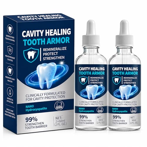 Cavity Healing Tooth Armor Liquid, Daily Tooth Surface Support Drops for Enamel Care, Sensitivity Comfort and Fresh Breath, At-Home Oral Care, 60 mL, 2 Pack