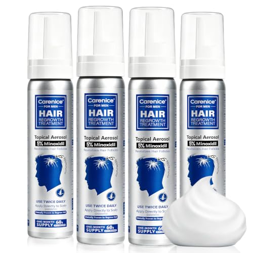 Men's 5% Topical Minoxidil Aerosol Foam Unscented, Biotin Infused Hair Beard Growth Treatment for Thicker Fuller Hair, Comparable to Rogaine Active Ingredient, 8.44oz 4 Month Supply 2.11 Count (Pack of 4)