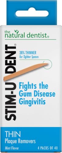 The Natural Dentist Stim-U-Dent Plaque Removers, Thin, Mint Flavor -160 ct. (Pack of 6) 160 Count (Pack of 6)