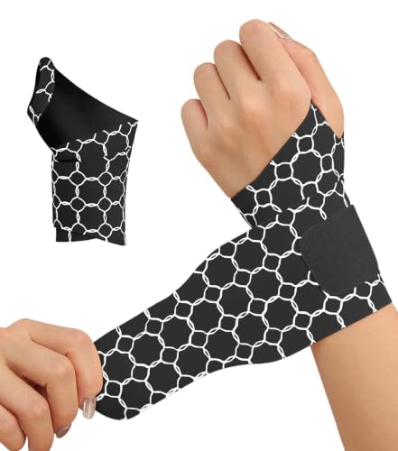 2pcs Soft Compression Wrist Brace for Right and Left Hands, Adjustable Wrist Support for Men & Women, Pain Relief for Carpal Tunnel Syndrome, Tendonitis, Arthritis, Sports, Workouts (Black) Black