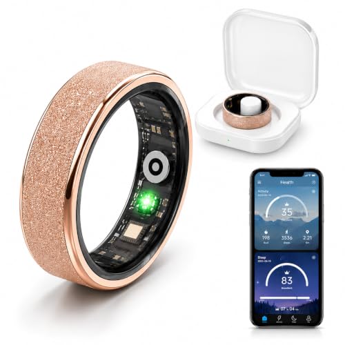 Frosted Glitter Smart Ring, Fitness & Health Tracker for Women Men Rose Gold 10