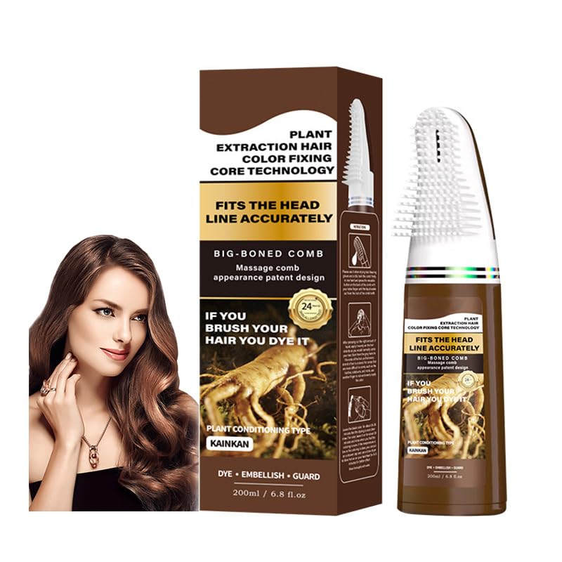 Hair Dye Home Use Dye Comb Integrated Convenient Hair Dye Cream Long-lasting Color No Color Fading Plant Essence No Damage to Hair Ash Brown Ash Blonde Highlights Mild Haircare (Brown)