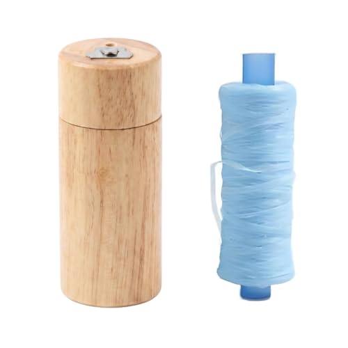 Bamboo Floss Dispenser with 90 Yard Floss Refill, Refillable Dental Floss Holder, Reusable Bamboo Floss Container for Bathroom, Travel & Oral Care