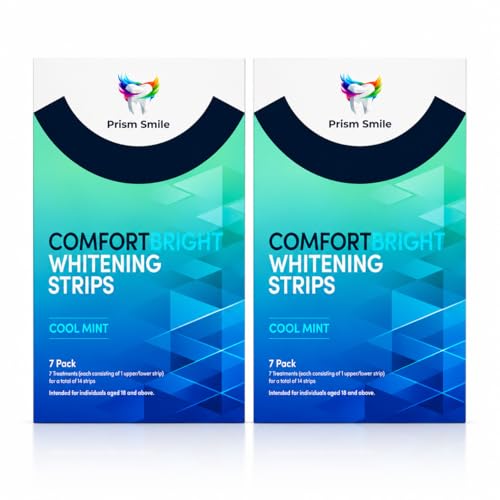 6% Hydrogen Peroxide Teeth Whitening Strips - 14 Treatments (28 Strips) - No-Slip Residue-Free - Enamel Safe Zero Sensitivity - Removes Coffee, Tea, Wine & Tobacco Stains - Cool Mint 2 Count