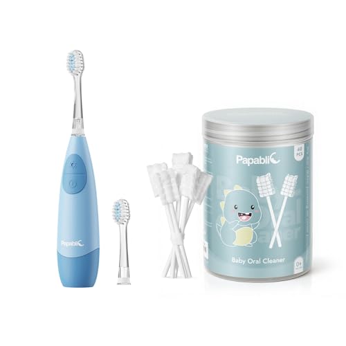 Papablic Baby Tongue Cleaner for Ages 0-2 and Kids Electric Toothbrush for Ages 4+