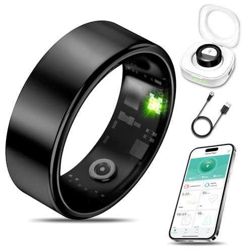 Smart Health Ring Fitness Tracker for Men Women, Sleep, Stress & Activity Monitoring, IP68 Waterproof, Long Lasting Battery, No Subscription Fees, Black 11#