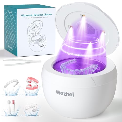 Ultrasonic Retainer Cleaner Machine, 45kHz Cleaner & 4 Modes, White