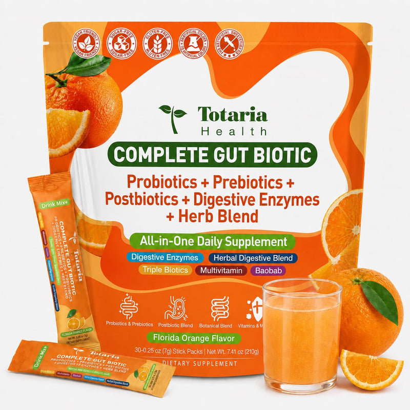 Totaria Probiotics Prebiotics & Postbiotics for Women & Men - Debloat | Blend with Digestive Enzymes & Herb - Rich in Vitamins & Minerals, Supports Gut, Digestive & Immune Health*