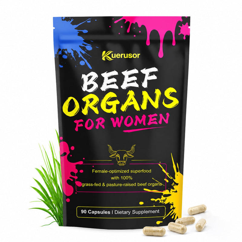 Beef Organ Supplement for Women, Support Hormone Balance | Support Cycle Health, Energy & Immunity, 90 Capsules with Natural Grass Fed Beef Liver, Kidney, Heart, Uterus Tissue & More