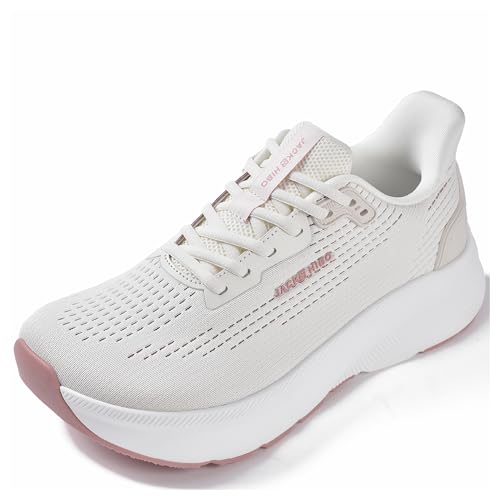 JACKSHIBO Wide Toe Box Shoes Women Orthopedic Plantar Fasciitis Sneakers 9 Wide Toe Box Almond