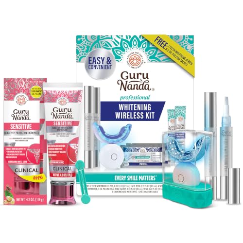 GuruNanda Complete Oral Care Bundle – Sensitivite Toothpaste with Potassium Nitrate + Nano-Hydroxyapatite & Professional Wireless Teeth Whitening Kit for Brighter Smile