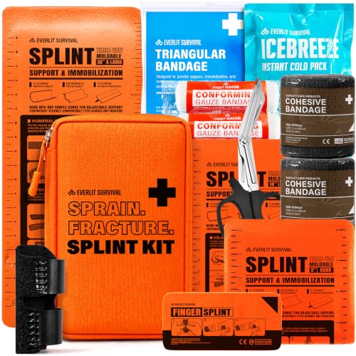 EVERLIT CARE Splint Kit | 4-Size Moldable Splints, Finger Brace & First Aid