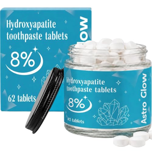 Astro Glow Toothpaste Tablets,8% Nano Hydroxyapatite Toothpaste Tablets,Strengthen & Protect Enamel,Fluoride Free, 62 Pack