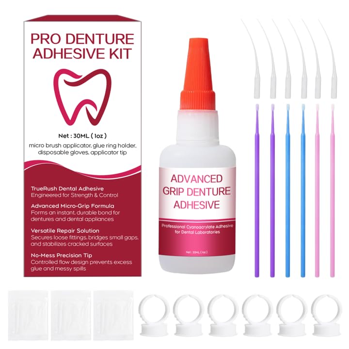 Dental Lab Fast-Setting Denture Repair Glue – Instant Bonding Adhesive for Crack Repair & Gap Filling, Strong Temporary Hold for Dentures & Lab Tools, Sets in 15-60 Seconds, 1oz Black