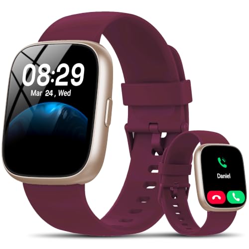 Smart Watch with Alexa Built-in, 1.83" HD Bluetooth Calling Fitness Tracker Burgundy