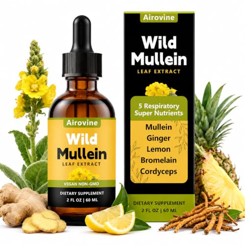 Airovine Wild Mullein Drops for Lungs, 60ml,Mullein leaf extract Airovine