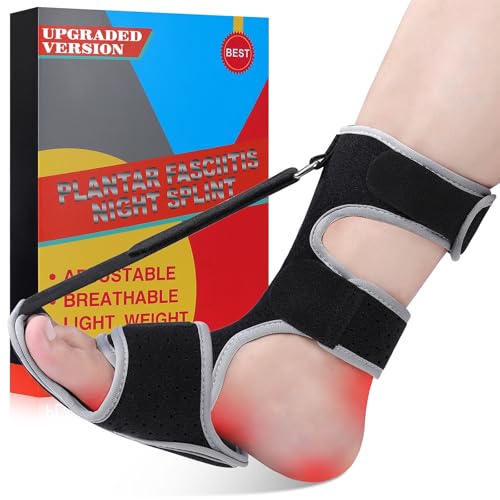 Plantar Fasciitis Night Splint - Upgraded Plantar Fasciitis Relief Braces For Women Men Day Night - Ankle Brace Arch Support Achilles Tendonitis Relief Foot Drop Heel Pain Relief - Breathable Black 1