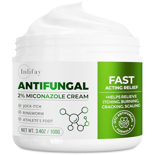 Inlifay 2% Miconazole Antifungal Cream: Helps Relieve the itching, Burning, Cracking, and Scaling associated with fungal infections Such as Athlete's Foot,Jock Itch, and Ringworm(3.51 OZ) 3.51 Ounces