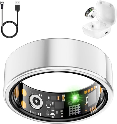 Smart Health Ring for Women Men, Fitness Tracker Ring with Heart Rate, Blood Oxygen, Sleep Tracker, Step Tracker, IP68 Waterproof Smart Ring for iphone & Android, No Subscription Fee (Silver, 7#) Silver 7#
