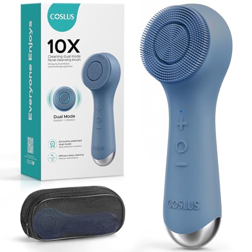 COSLUS FBS03 Face Scrubber Facial Cleansing Brush, Patented Upgraded Design Navy Blue
