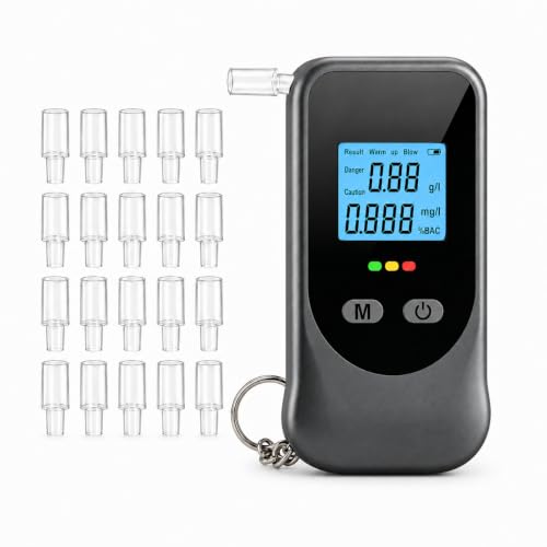Breathalyzer Alcohol Tester with Keychain, Portable BAC Tester Black