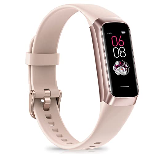 Fitness Tracker with 24/7 Heart Rate, Activity Trackers with Blood Pressure Sleep Monitor, 1.10" AMOLED Screen Step Tracker, Waterproof Step Counter, Health Smart Watch Pedometer for Women Men pink