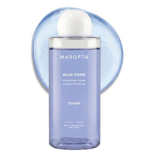 Masofta Blue PDRN Toner with Salmon DNA, Copper Peptide, Multi-Peptide Complex & Red Ginseng | Hydrating Glass-Skin Toner with Centella Extract for Plump, Firm, Dewy-Looking Skin | 5.1 fl oz