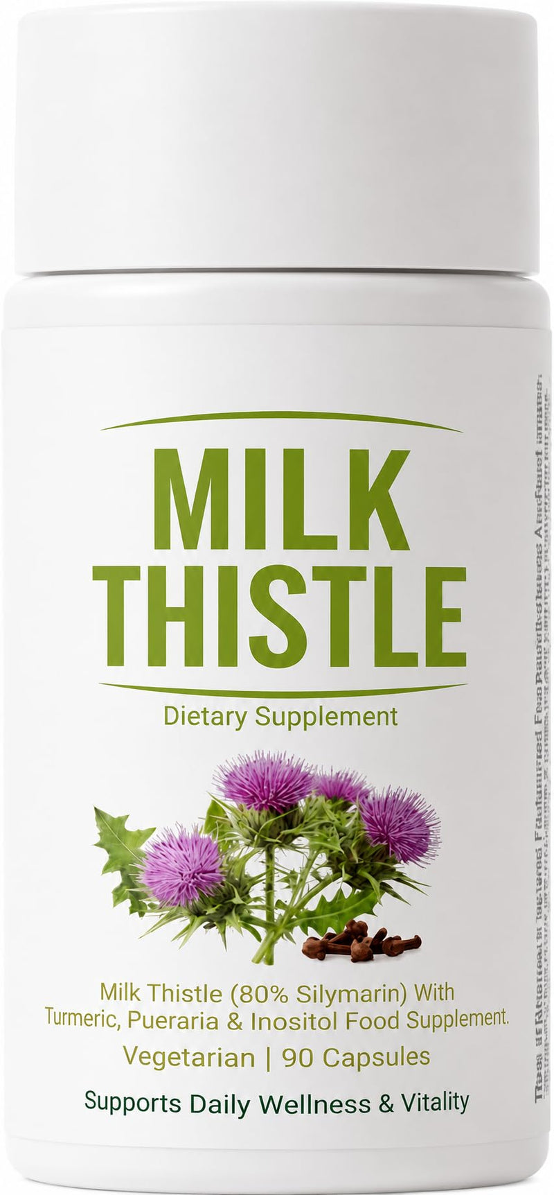 Milk Thistle Liver Detox, Vegan Support, 90 Capsules | 8 In 1 Blend Liver Support Supplement with 80% Silymarin, Inositol, Turmeric & Vitamin C, Daily Wellness Formula.1pc 1pc