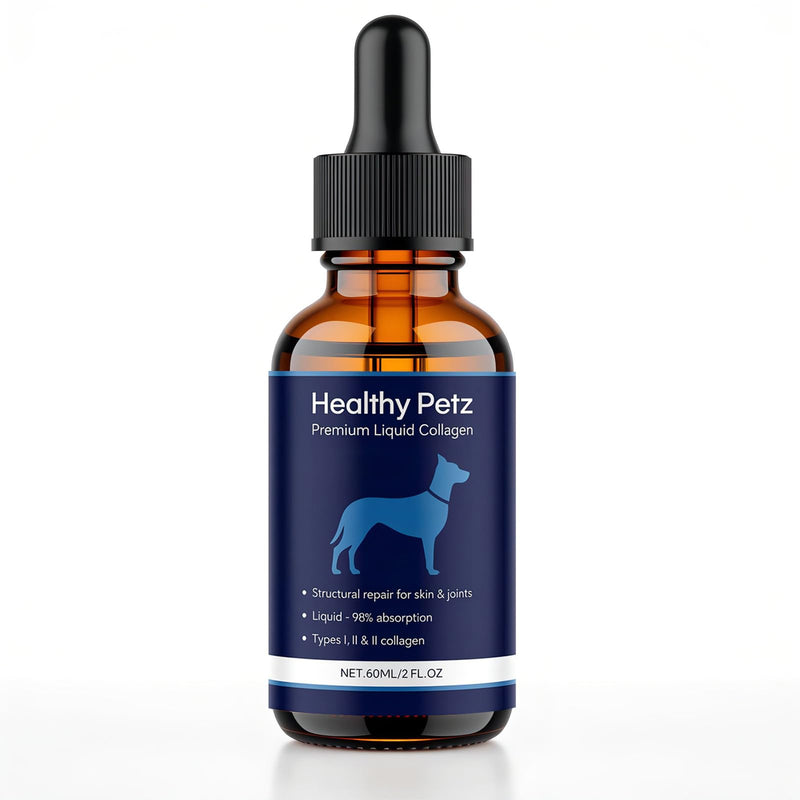 Premium Liquid Collagen for Dogs, Triple Collagen Supplement with Hyaluronic Acid & Vitamins C for Skin & Coat, Bacon Flavor 60 ml/2 fl oz
