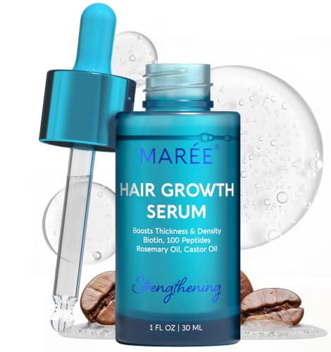 MAREE Hair Growth Serum - Caffeine Peptides Castor Rosemary Oil for Hair Growth - Products for Women & Men - Hair Oils for Hair Growth - Hair Regrowth Tonic - Scalp Serum - Suero Para El Cabello 1 Count (Pack of 1)