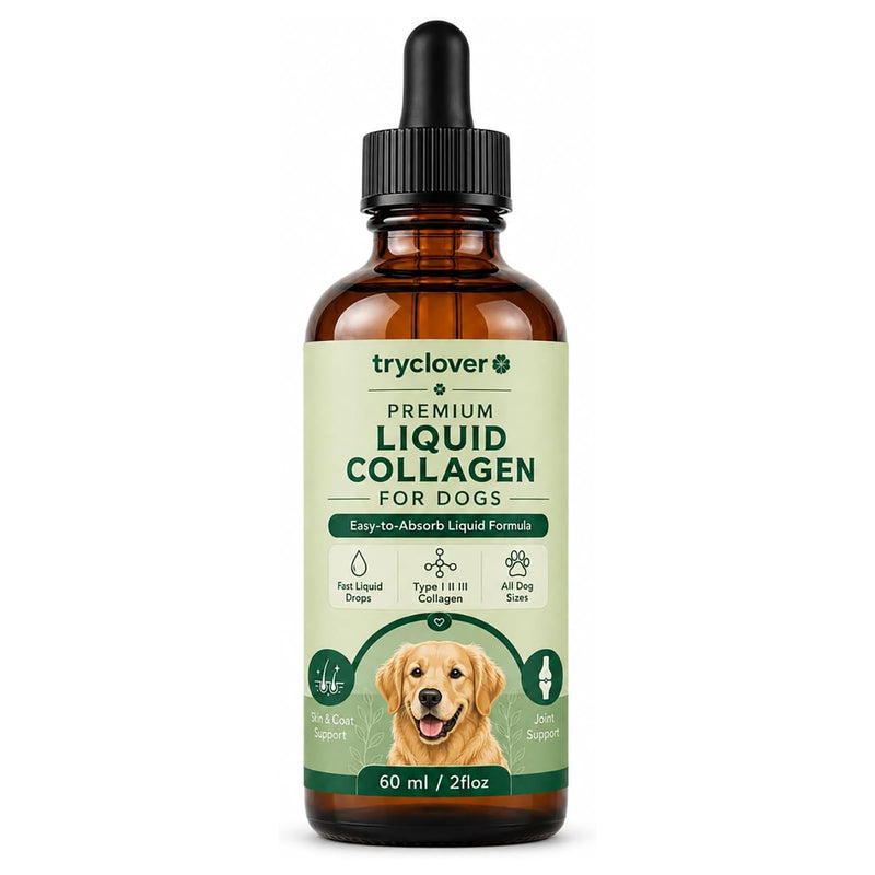 Tryclover Premium Liquid Collagen for Dogs, Hyaluronic Acid & Vitamins C for Skin Barrier, Coat & Joint Support, 60ml/2floz (1pcs) 2 Fl Oz (Pack of 1)