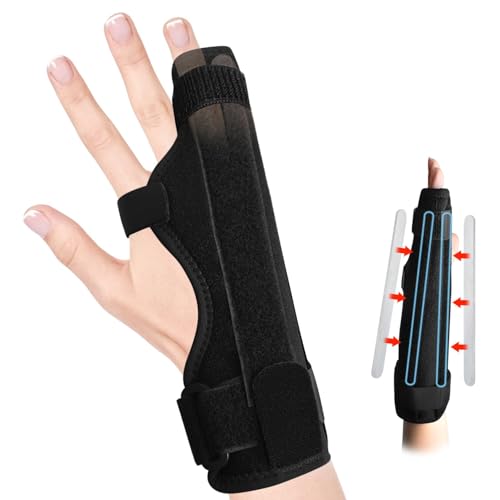 Pinky Finger Splint for Boxer Fractures, Metacarpal Finger Splints Ring & Little Finger Brace, Hand Brace with 2 Splints for Tendonitis, Arthritis, Injury, Fracture, Broken (One Size, Left & Right)