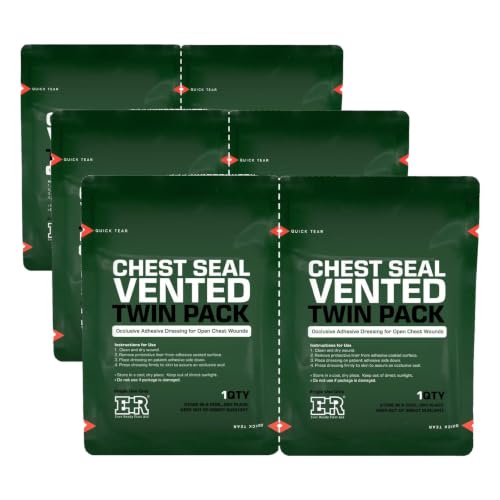 Ever Ready First Aid Vented Chest Seal with Quick Tear Twin Pack- 6.6” Square Occlusive Adhesive Dressing for Open Chest Wounds (Pack of 3) 3-Pack (2 Count)