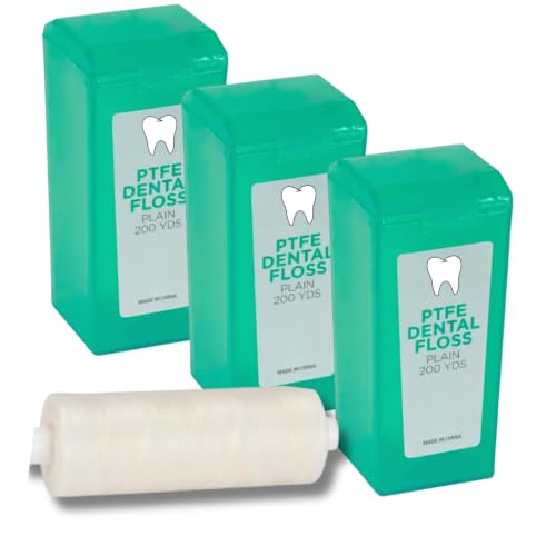 PTFE Dental Floss Bulk Spools 200 Yards, 3 Pack: Mint Flavor Mint and Unflavored Available