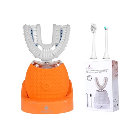 Electric U-Shaped Ultrasonic Toothbrush 360 Degree Clean Sonic Toothbrush Orange 1 Count (Pack of 1)
