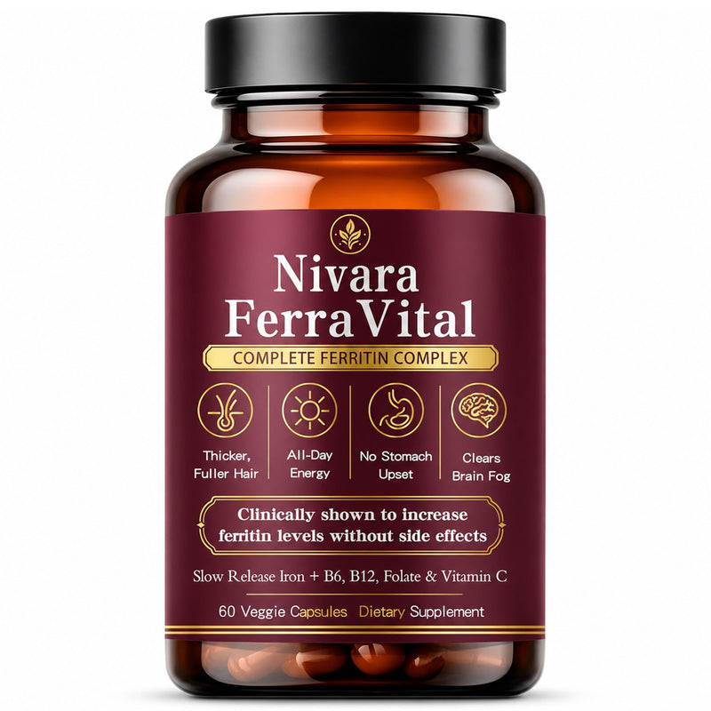 Ferritin Support for Women,Hair & Energy Support | Iron Supplement with Ferrous Glycinate, Vitamin C, B12, B6, Folate & Zinc,60 Capsules