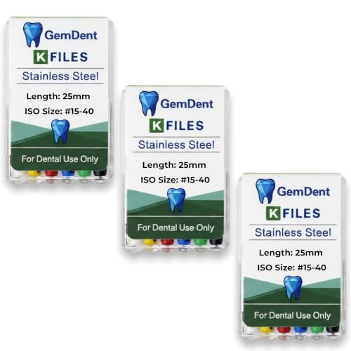 Dental Endo K Files 3 Packs of 6-18 Total Stainless Steel K-Files Assorted #15-40 (25MM #15-40 Assorted) 25MM #15-40 Assorted