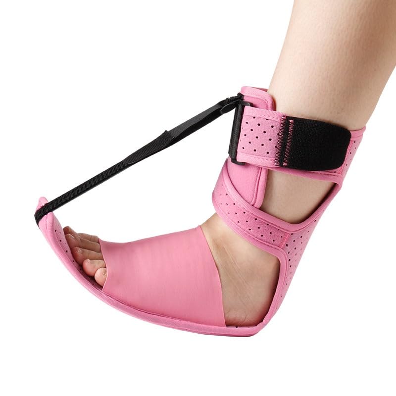 Plantar Fasciitis Night Splint, Adjustable Single Pull Strap Dorsiflexion Brace for Plantar Fasciitis Relief, Foot Drop, Achilles Tendonitis & Heel Pain (Pink)
