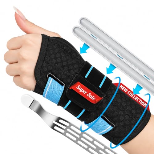 FENGJIDA Carpal Tunnel Wrist Brace for Night Sleep,Work,Typing Support Black Right-S/M