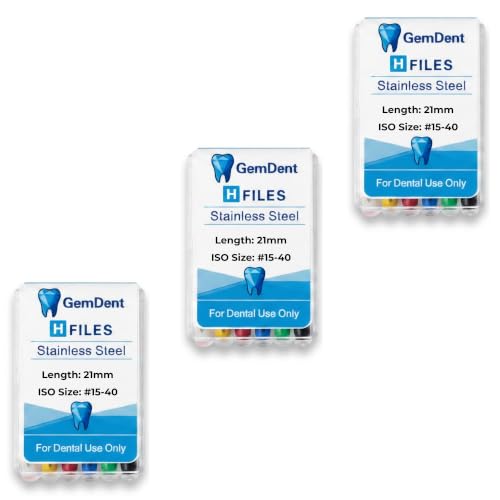 Dental Endo H Files 3 Packs of 6-18 Total Stainless Steel K-Files Assorted #15-40 (21MM #15-40 Assorted) 21MM #15-40 Assorted