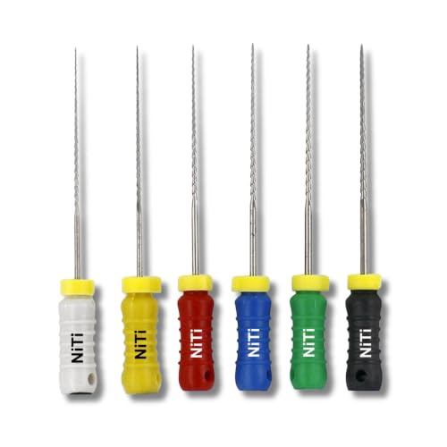 25 mm Assorted #15-40 NiTi H Files Flexible Endo Root Canal Hand Files, 1 Pack of 6 Files 25MM #15-40 Assorted