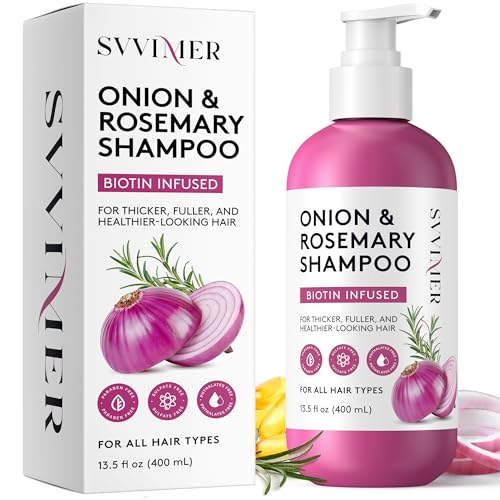 Svvimer Onion Rosemary and Biotin Shampoo - Hair Growth Shampoo for Hair Loss and Thinning Hair - Thickening and Strengthening Formula for Men and Women - 13.5 Fl Oz (Pack of 1) 13.5 Count (Pack of 1)