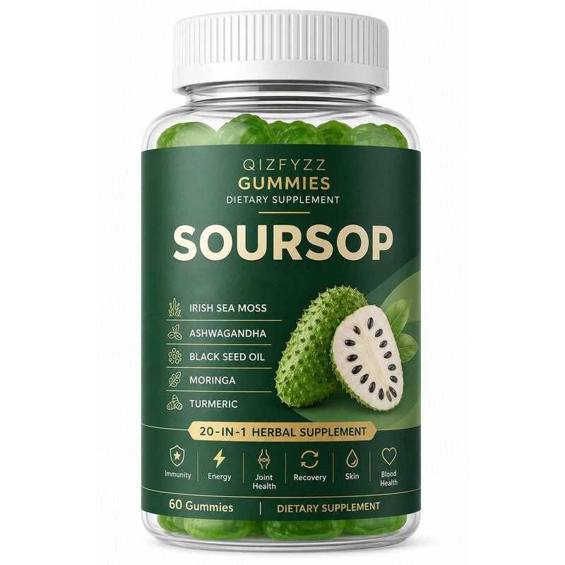 Qizfyzz Soursop Gummies, Antioxidant, Immune & Energy Support - 60 Gummies