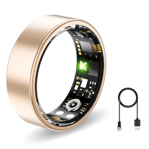 Smart Ring, Health Fitness Tracker with Heart Rate Blood Oxygen Monitor, Sleep & All-Day Sports Tracking, Long Battery Life Waterproof Wearable Ring for Men Women (Rose Gold, 8) Rose Gold