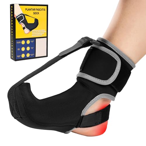 Plantar Fasciitis Night Splint Sock - Adjustable Planter Facetious Relief Brace for Women Men,Soft Plantar Fascia Boot for Sleeping,Support Relief Foot Drop Achilles Tendonitis Relief Day Night Black 1