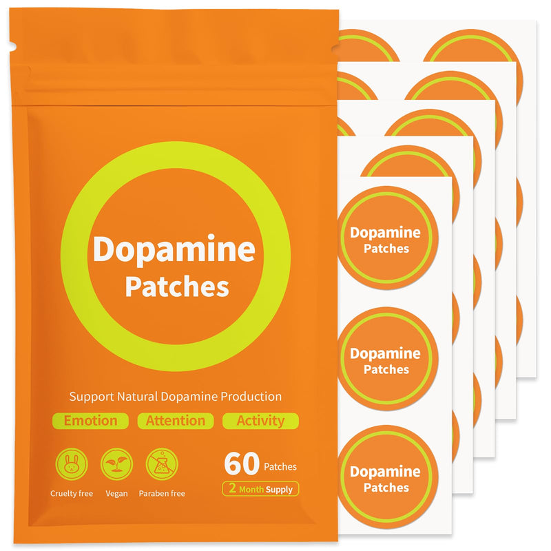 Dopamine Patches -10X Stronger Formula - 60 Patches – Mood Support, Calm & Focus - Stress Relief with Mucuna Pruriens & 5-HTP – Plant-Based, Vegan, Non-Transdermal, 2 Month Supply pack of 1